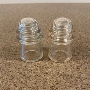 Clear Glass Insulator Pair - Vintage Style
